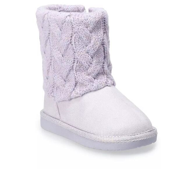 Jumping Beans Reagann Toddler Girls Winter Sweater Boots Lavender Purple Size 11 - Picture 2 of 14